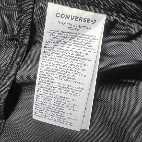 Converse Black Speed 2 Unisex Black Polyester Backpack One Size | NEW/NWT!!🖤✔️ - Picture 13 of 16